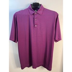 FootJoy FJ Performance Golf Polo Shirt Men's XL Purple Black Stripe Short Sleeve